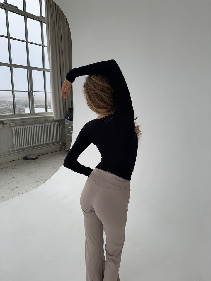 Damen Langarm-Wickelbluse mit V-Ausschnitt – Yoga – Alltagskleidung