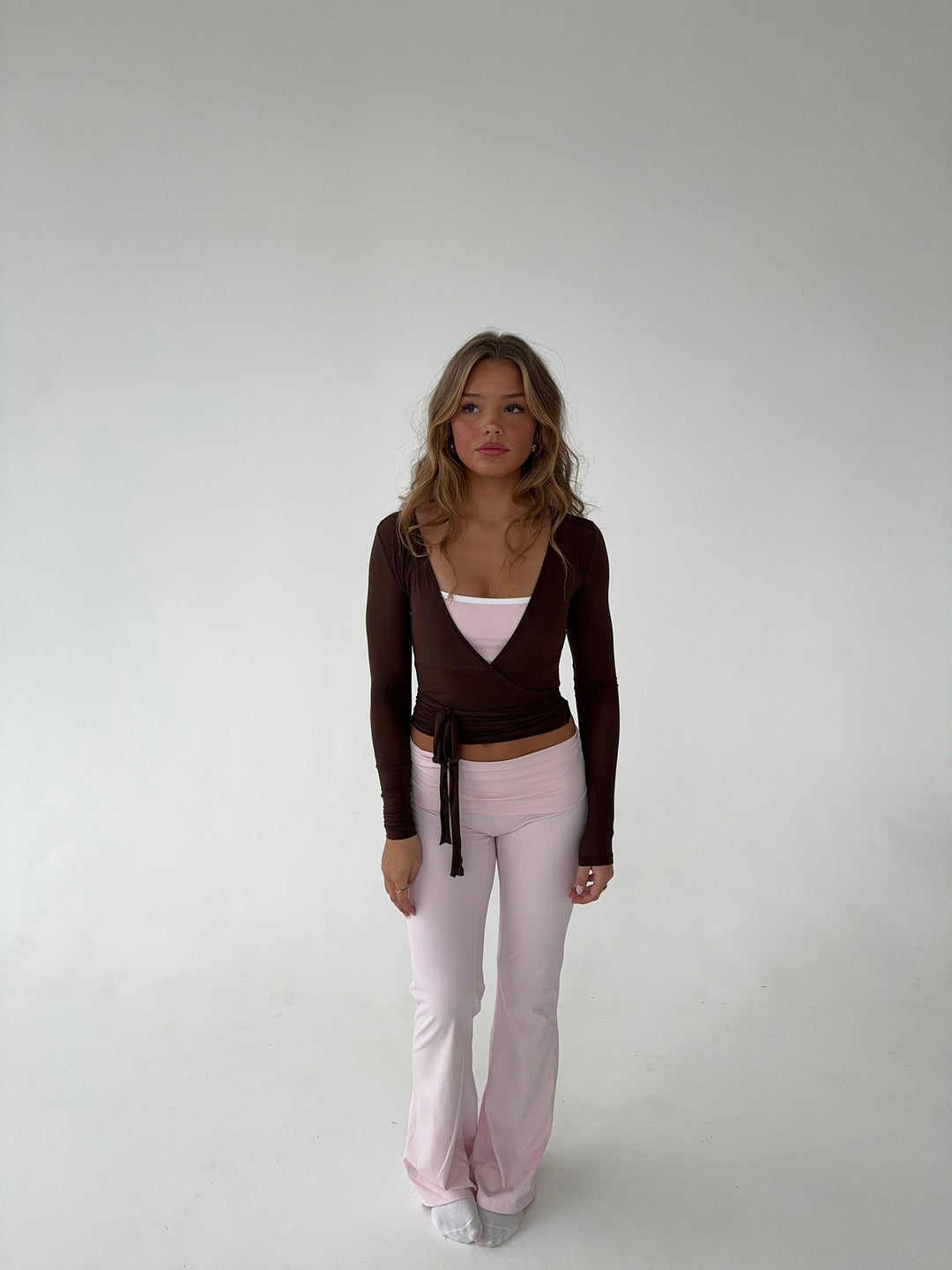 Langärmlige Wickelbluse für Damen – Yoga – Alltagskleidung