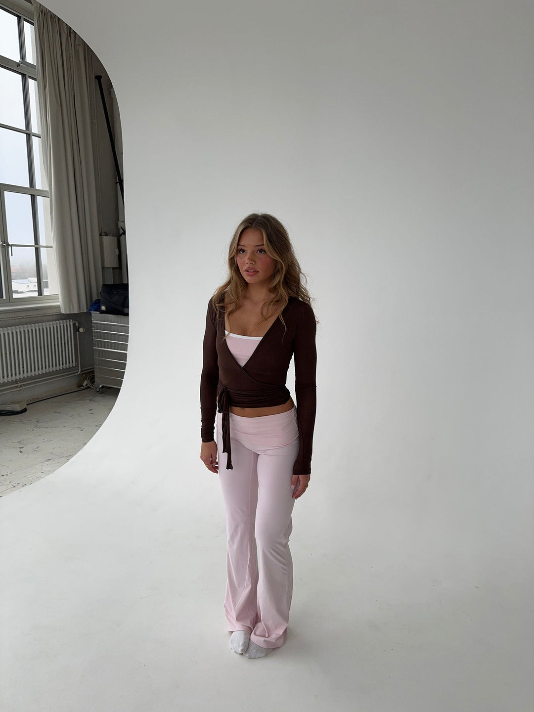 Langärmlige Wickelbluse für Damen – Yoga – Alltagskleidung