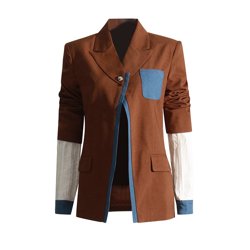 Blazer en denim oversize tendance pour femmes – Veste streetstyle avec épaulettes