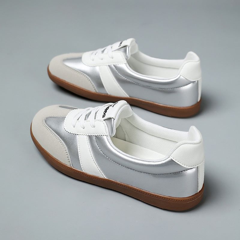 Damen Modische Schnür-Sneaker Aus Kunstleder – Gepolsterter Alltagkomfort
