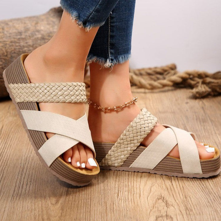 Women's Trendy Platform Sandals – Braided Strap Design Summer Shoes