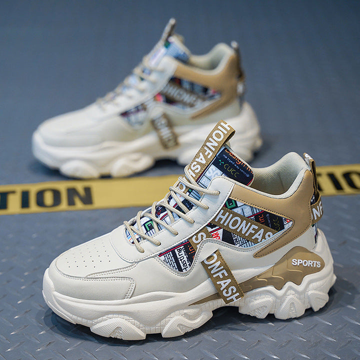 Zapatillas de plataforma de moda para mujer con estampado de letras y cordones