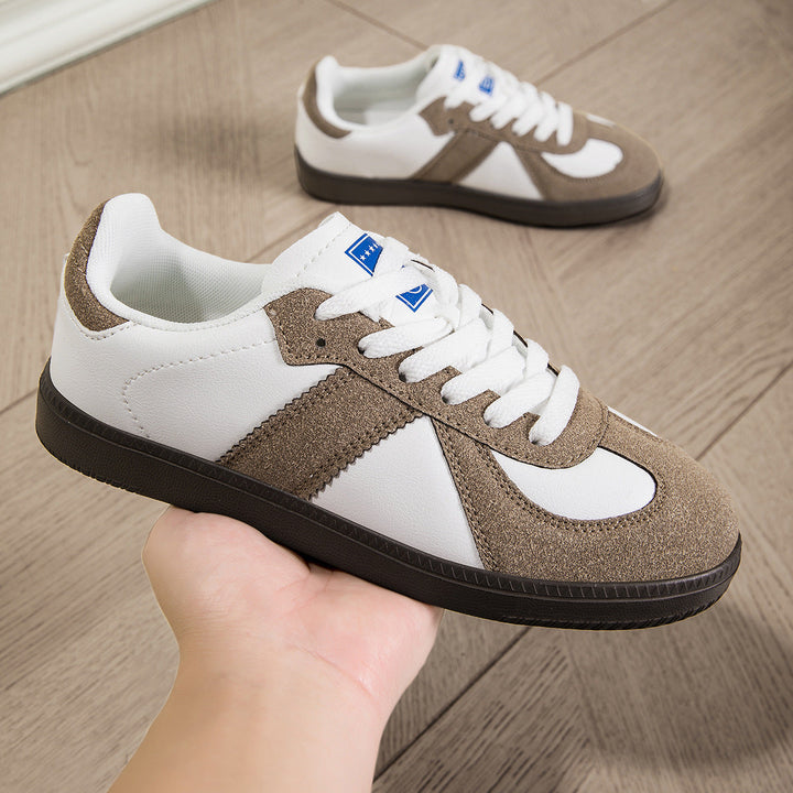 Damen Sportliche Schnür Leder Sneakers Mit Rutschfester Sohle – Bequeme Freizeitschuhe