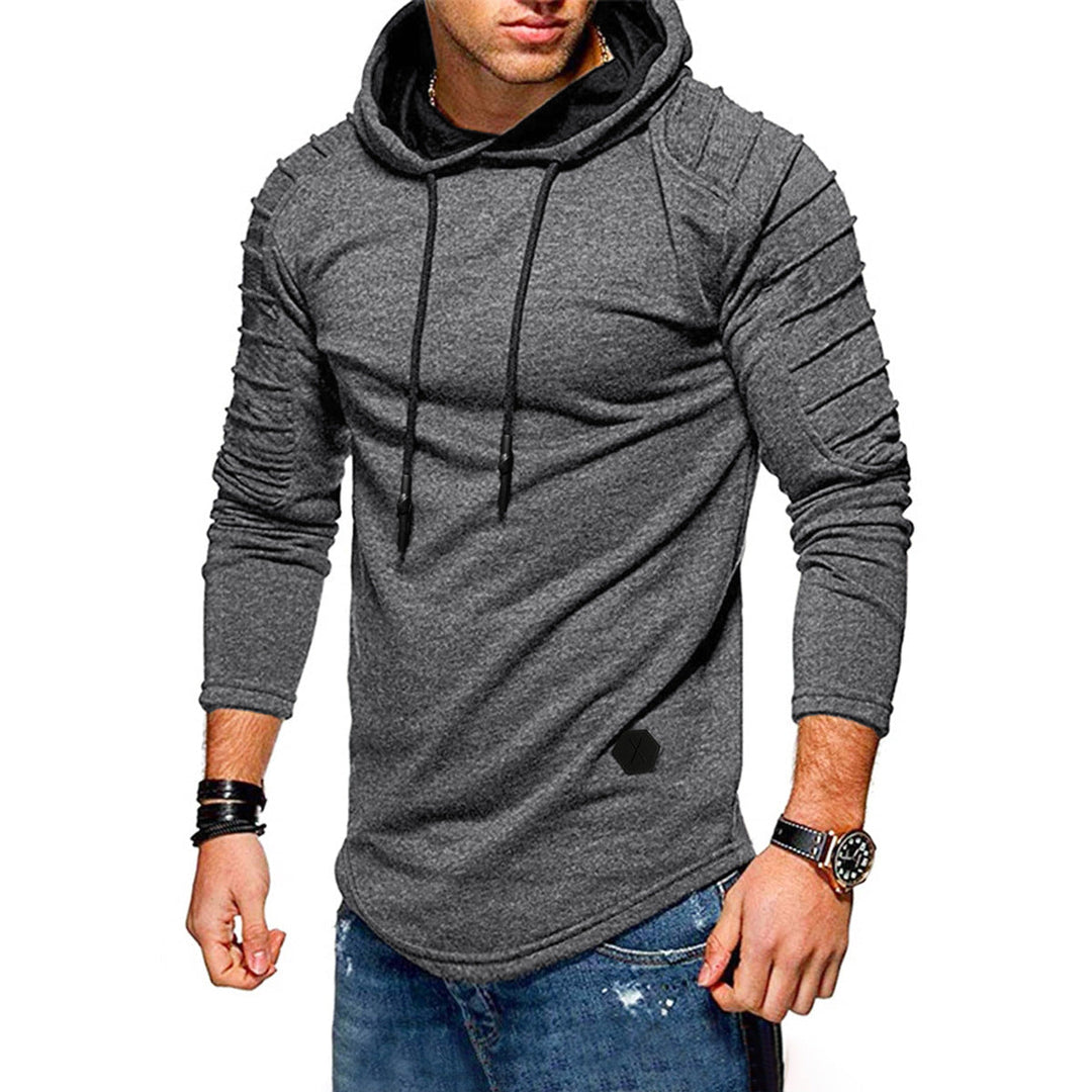 Herren Longline-Hoodie mit gepolsterten Ärmeln und Slim-Fit