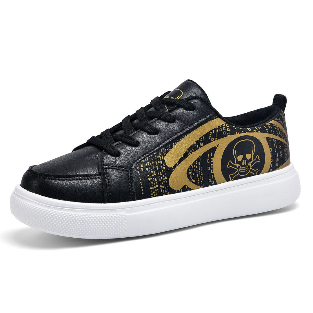 Damen Schwarze Schnür-Sneaker Mit Totenkopf-Print – Gepolsterte Komfortschuhe
