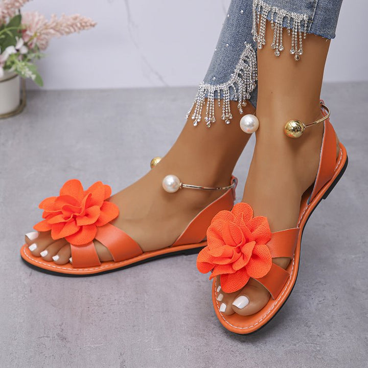 Women's Elegant Sandals with Floral Appliqués – Stylish Summer Shoes