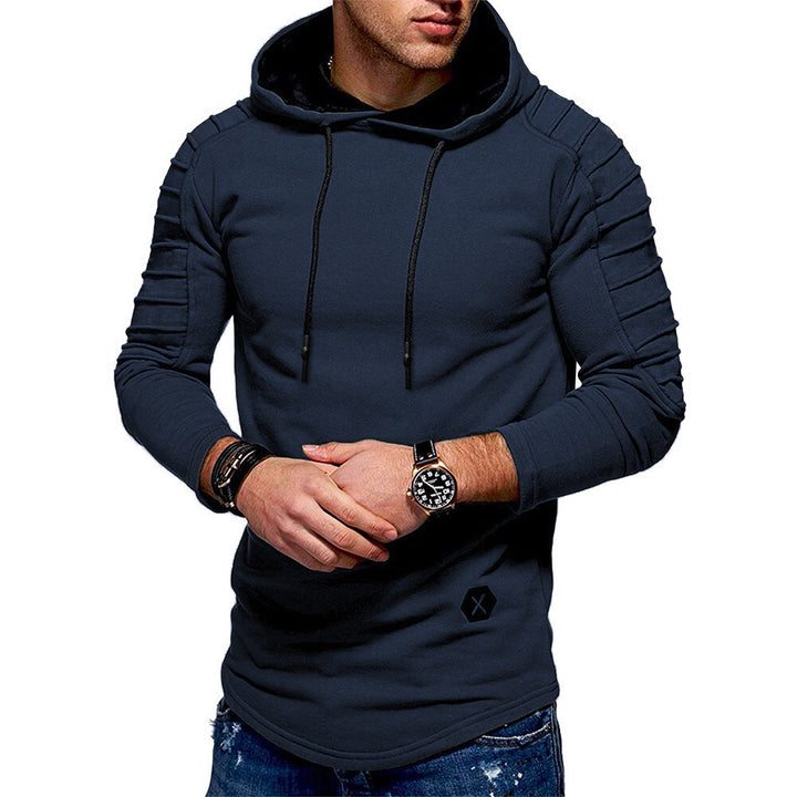 Herren Longline-Hoodie mit gepolsterten Ärmeln und Slim-Fit