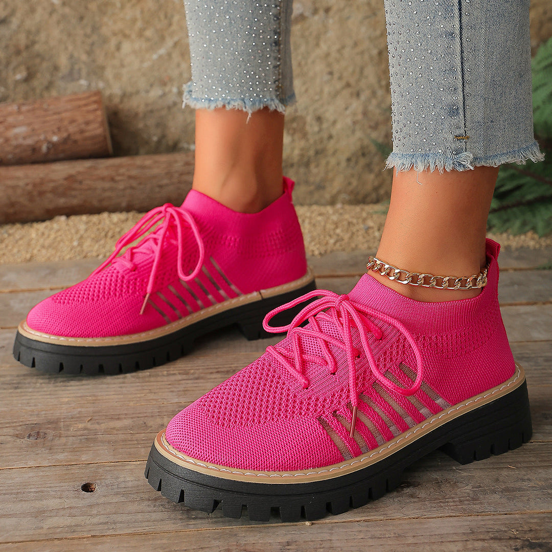 Damen Schnür Mesh Sneaker – Atmungsaktive Laufschuhe Mit Grip Sohle