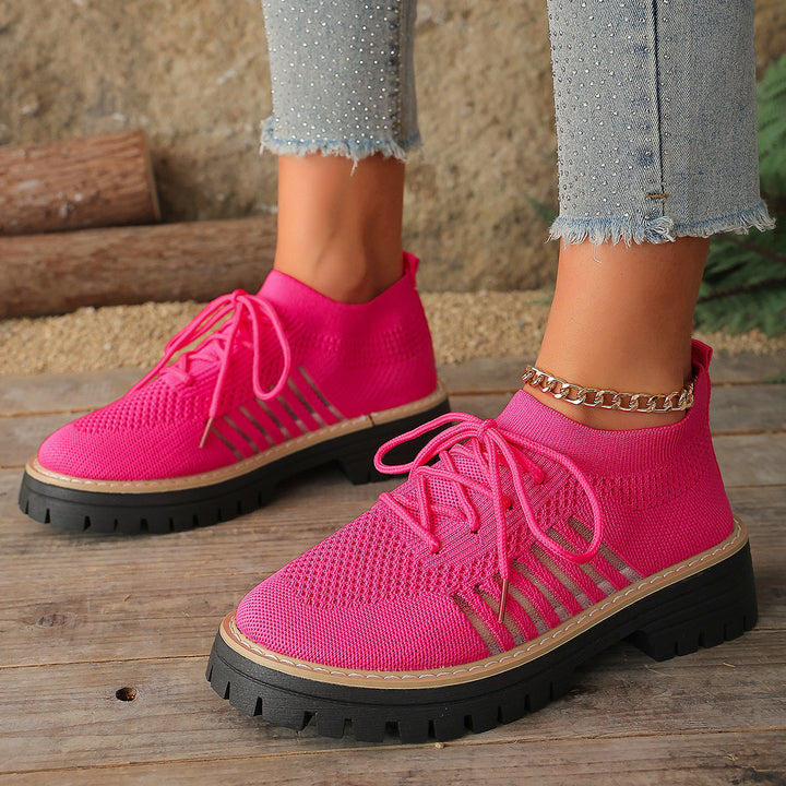 Damen Schnür Mesh Sneaker – Atmungsaktive Laufschuhe Mit Grip Sohle