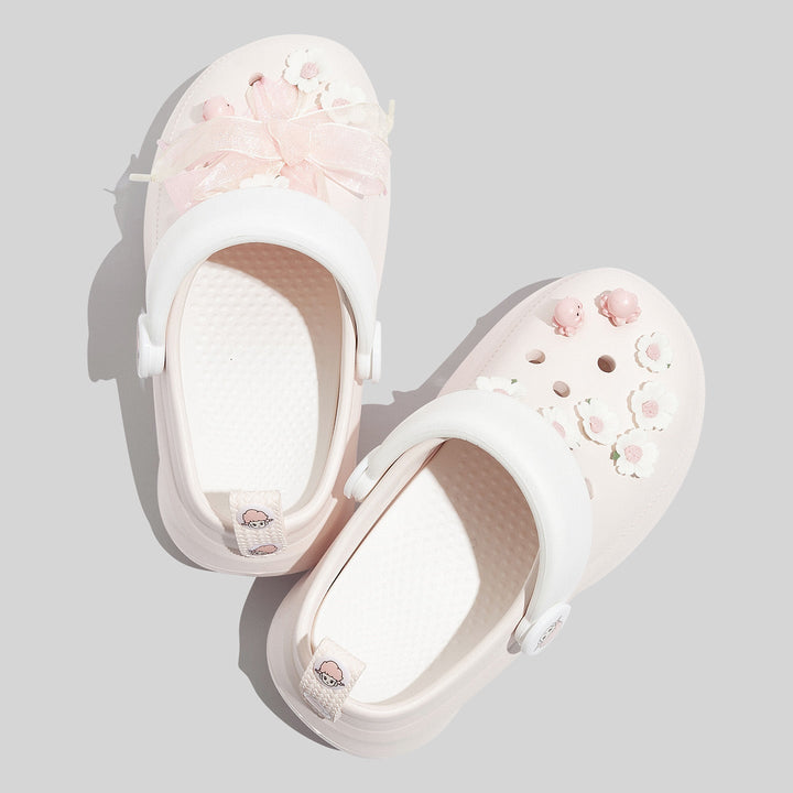 Women's Fashionable Pink Clogs with Playful Embellishments