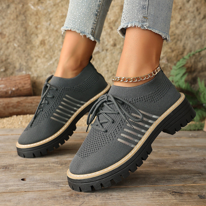 Damen Schnür Mesh Sneaker – Atmungsaktive Laufschuhe Mit Grip Sohle