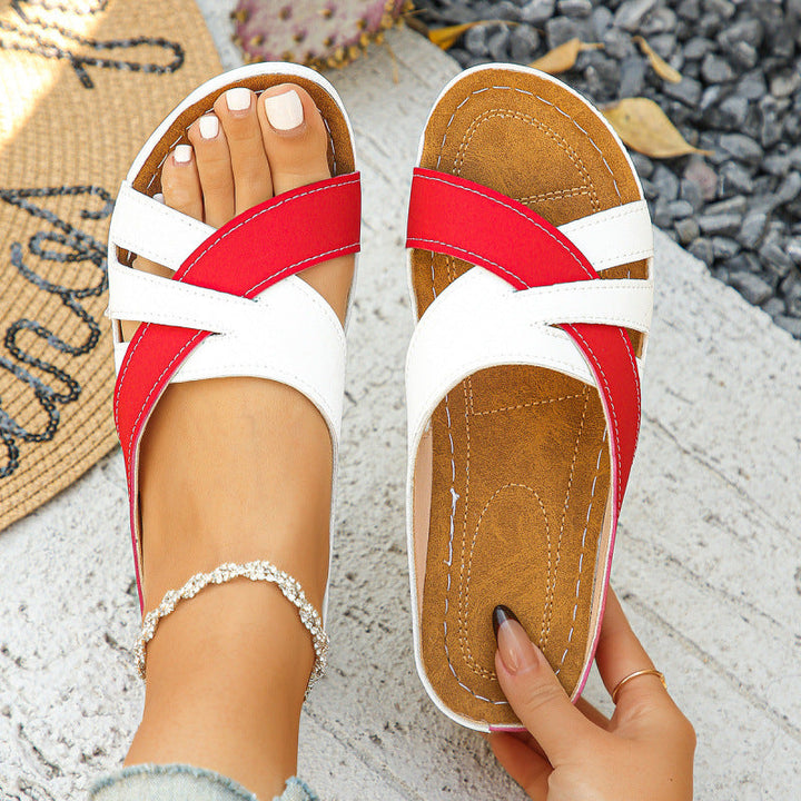 Women's Open Strap Leather Sandals – Comfortable Summer Shoes