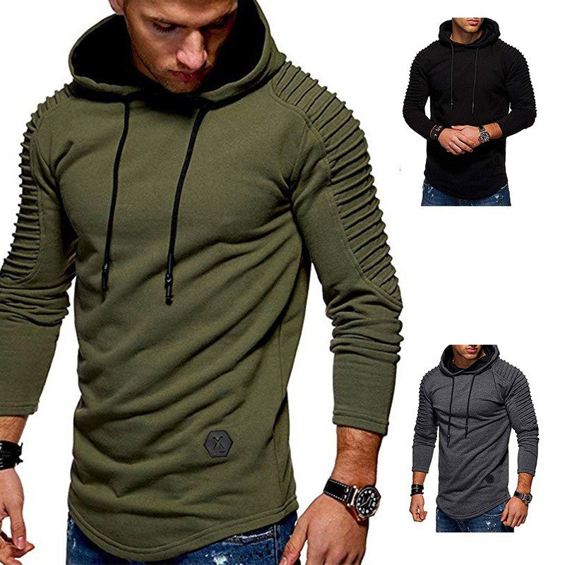 Herren Longline-Hoodie mit gepolsterten Ärmeln und Slim-Fit