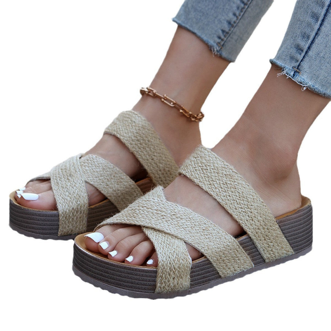 Women's Trendy Platform Sandals – Braided Strap Design Summer Shoes