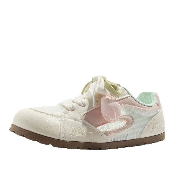Damskie modne sneakersy Hello Kitty z antypoślizgową podeszwą i unikalnym kwiatowym sznurowaniem