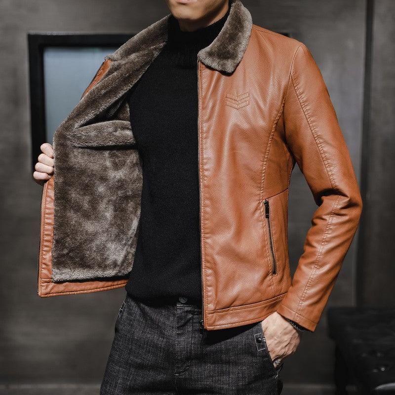 Herren Freizeitjacke mit Teddykragen und Reißverschlusstaschen