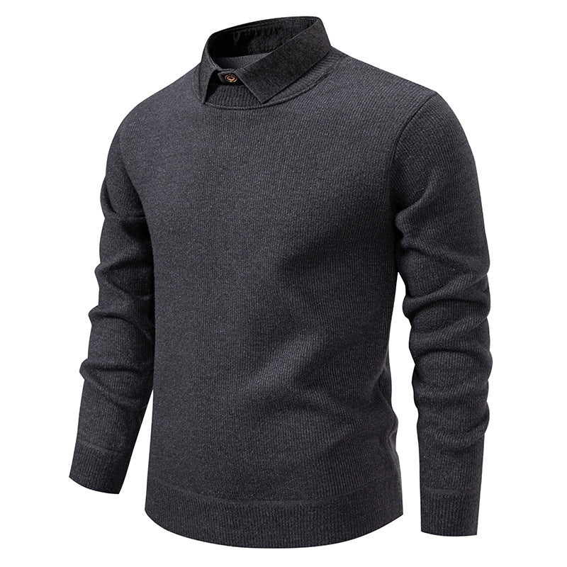 Men's Fine Knit Sweater With Modern Collar – Stylish Casual Sweater