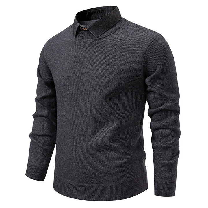 Men's Fine Knit Sweater With Modern Collar – Stylish Casual Sweater