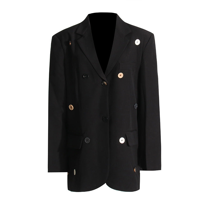 Women's Oversize Blazer Jacket with Golden Buttons