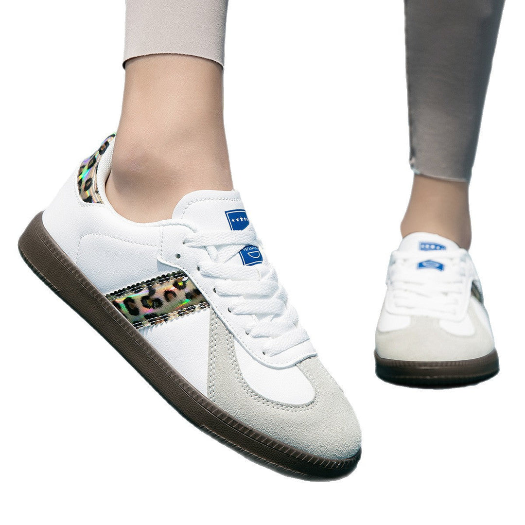 Damen Sportliche Schnür Leder Sneakers Mit Rutschfester Sohle – Bequeme Freizeitschuhe