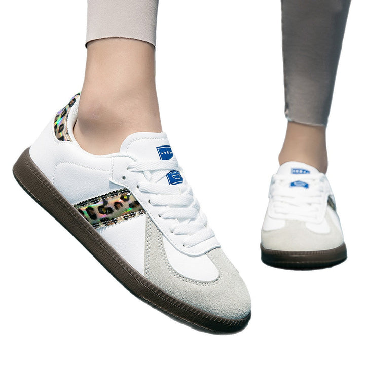 Damen Sportliche Schnür Leder Sneakers Mit Rutschfester Sohle – Bequeme Freizeitschuhe