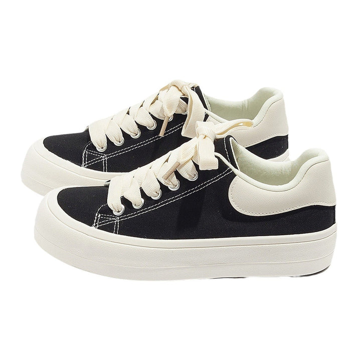 Damskie stylowe sznurowane sneakersy z denimu na platformie