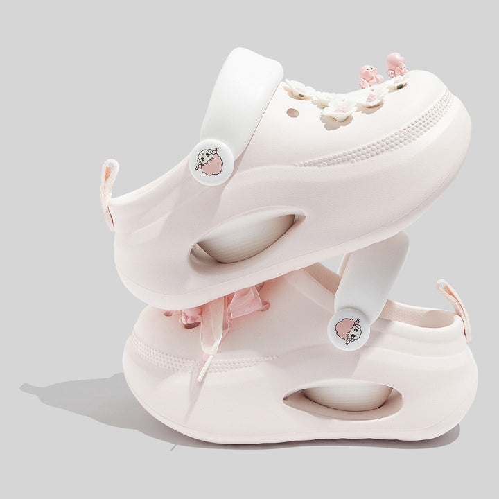 Women's Fashionable Pink Clogs with Playful Embellishments