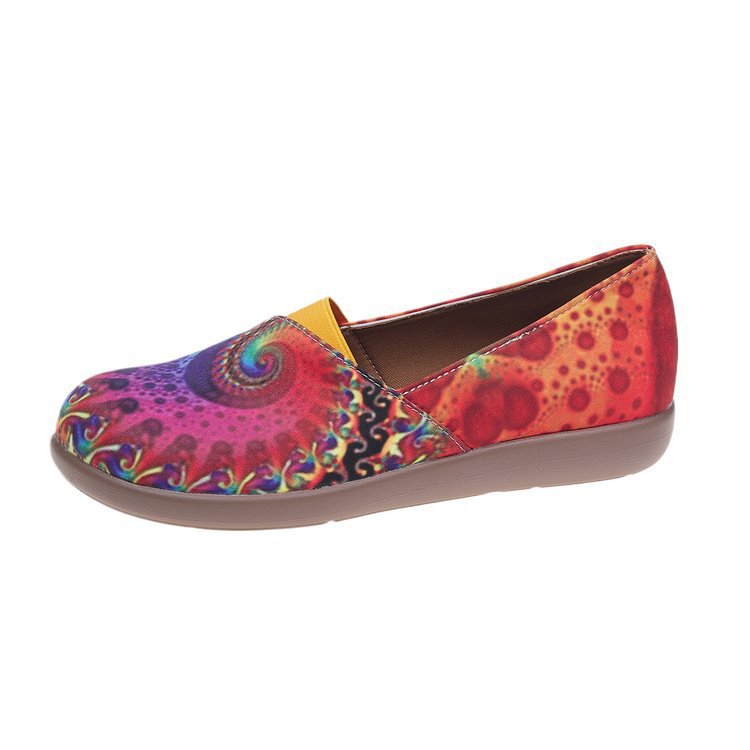 Damen Bunte Slip-On Ballerinas – Elastischer Bund Komfort Schuhe