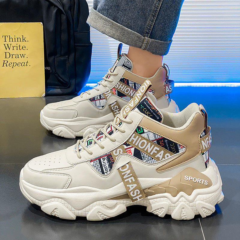 Zapatillas de plataforma de moda para mujer con estampado de letras y cordones