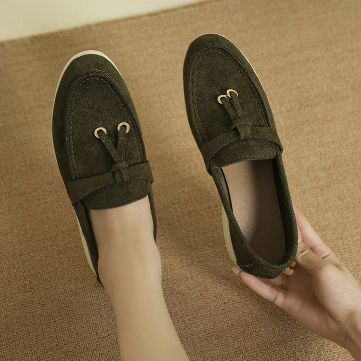 Damen Flache Slip-On Wildleder Loafer – Bequeme Freizeitschuhe