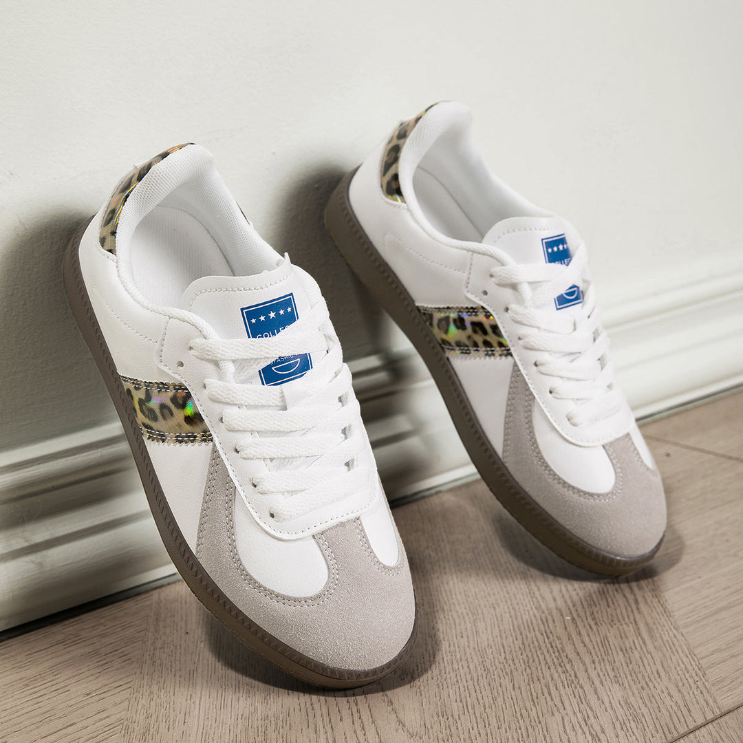 Damen Sportliche Schnür Leder Sneakers Mit Rutschfester Sohle – Bequeme Freizeitschuhe