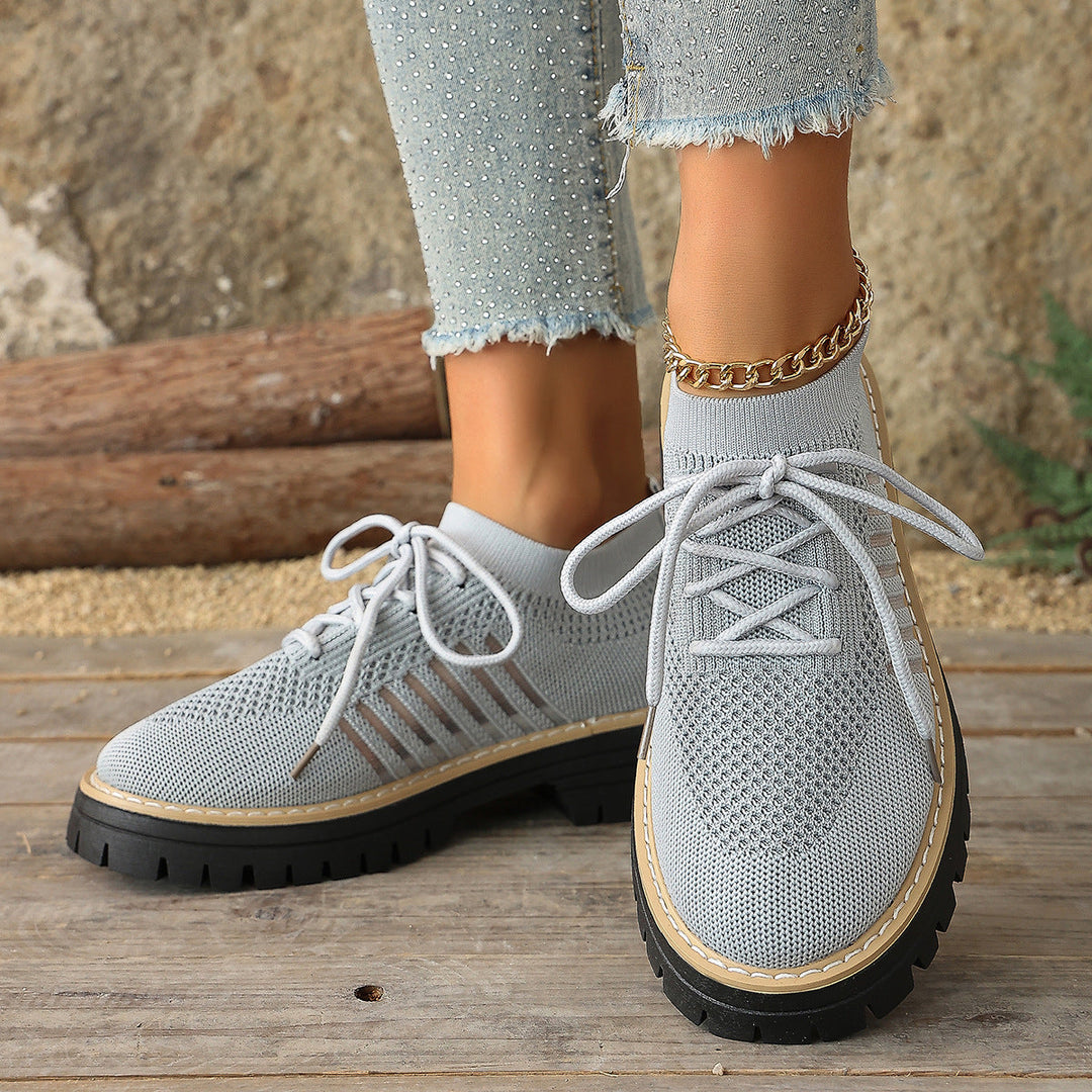 Damen Schnür Mesh Sneaker – Atmungsaktive Laufschuhe Mit Grip Sohle