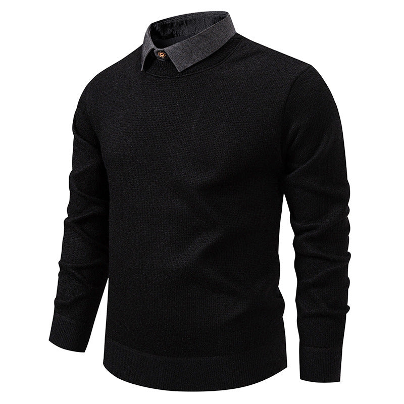Men's Fine Knit Sweater With Modern Collar – Stylish Casual Sweater
