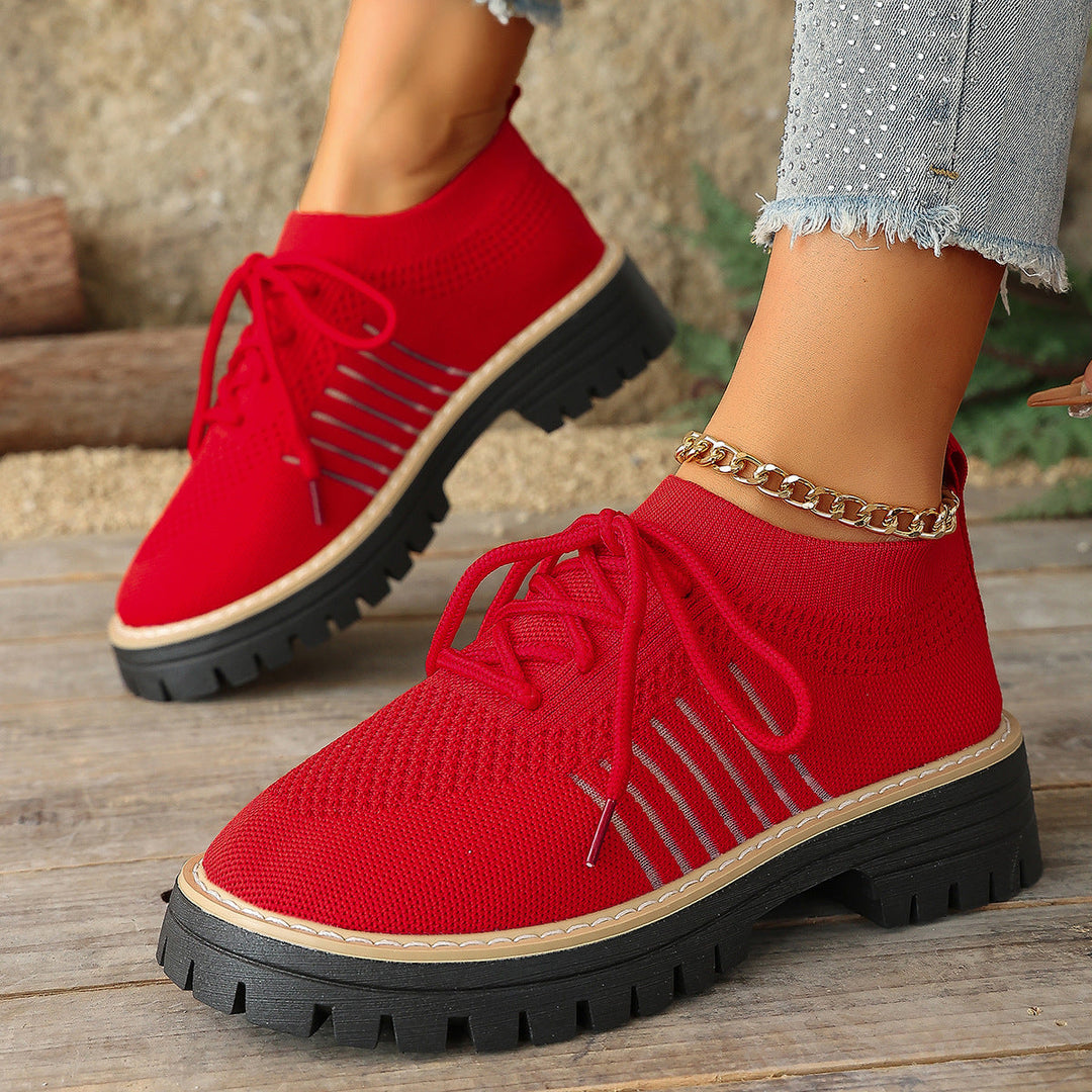 Damen Schnür Mesh Sneaker – Atmungsaktive Laufschuhe Mit Grip Sohle