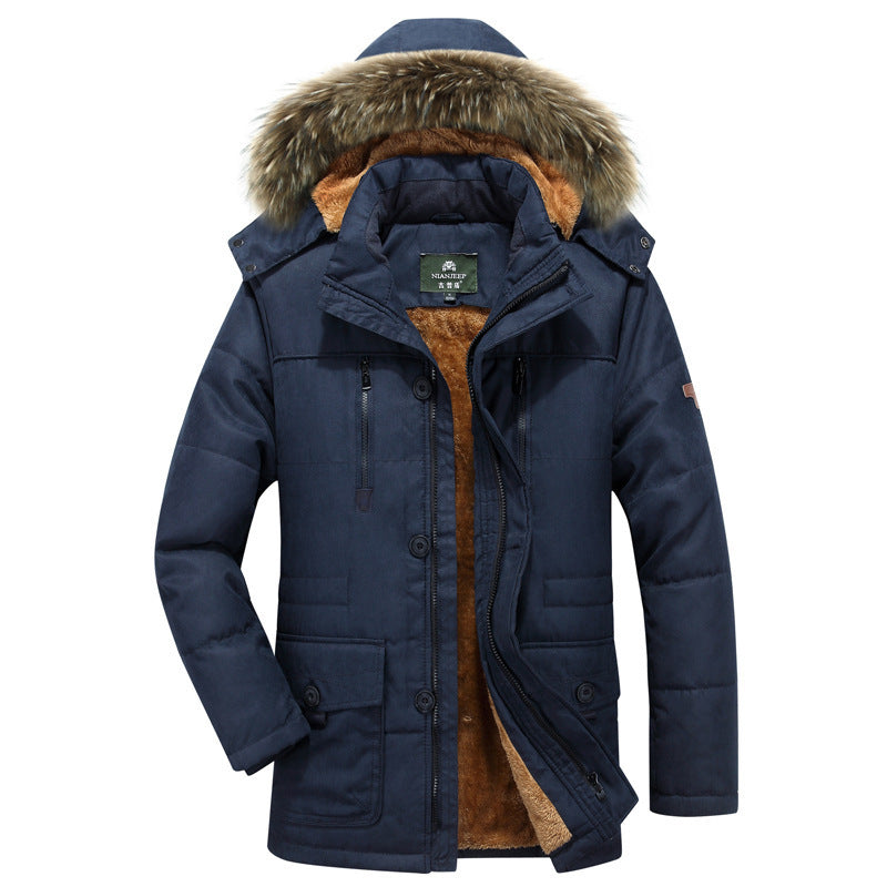 Herren Winterparka mit Teddyfutter und abnehmbarer Kunstfellkapuze