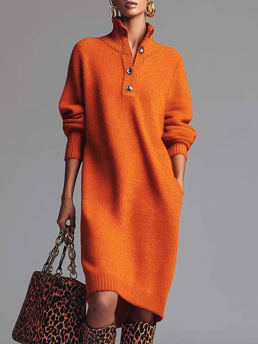 Marlowe | Damen Jumper-Kleid mit Knopfleiste