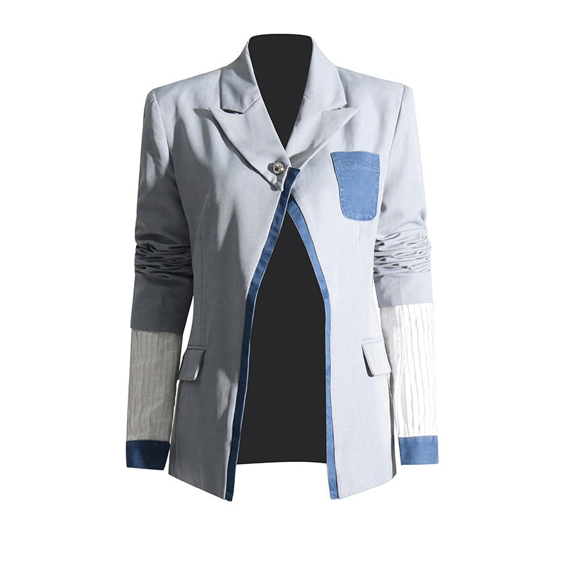 Blazer en denim oversize tendance pour femmes – Veste streetstyle avec épaulettes