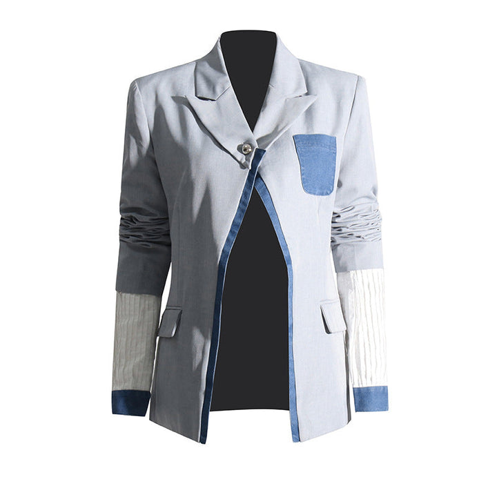 Blazer en denim oversize tendance pour femmes – Veste streetstyle avec épaulettes