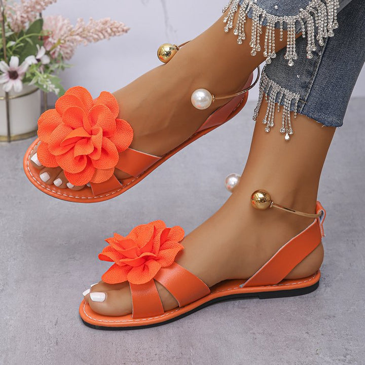 Women's Elegant Sandals with Floral Appliqués – Stylish Summer Shoes