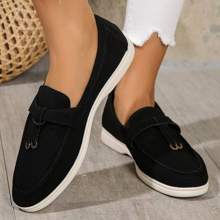 Damen Flache Slip-On Wildleder Loafer – Bequeme Freizeitschuhe