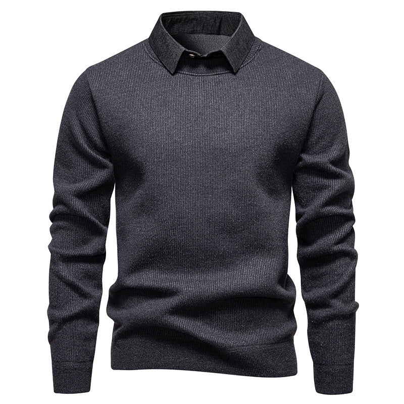 Men's Fine Knit Sweater With Modern Collar – Stylish Casual Sweater