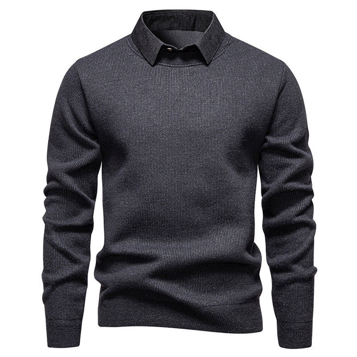 Men's Fine Knit Sweater With Modern Collar – Stylish Casual Sweater