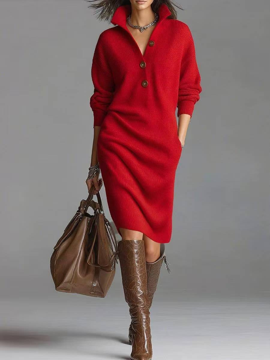 Marlowe | Damen Jumper-Kleid mit Knopfleiste