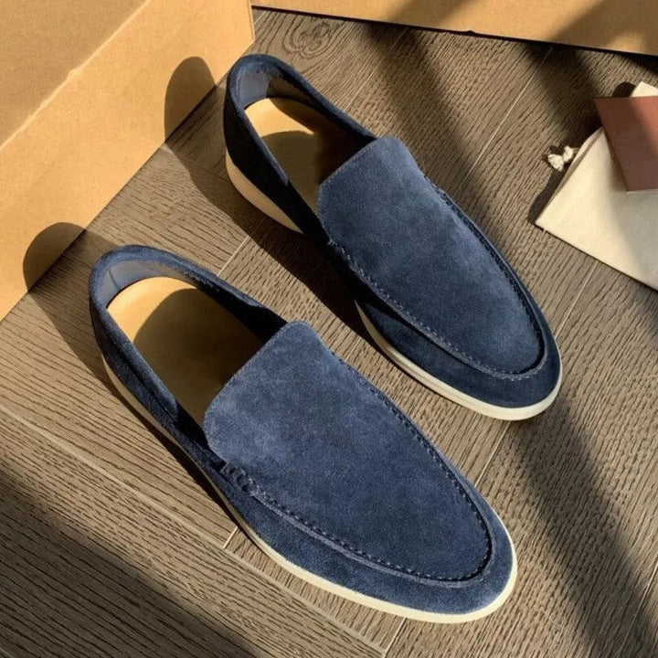 Men's Classic Brown Suede Loafers Slip-On – Elegant Casual Shoes