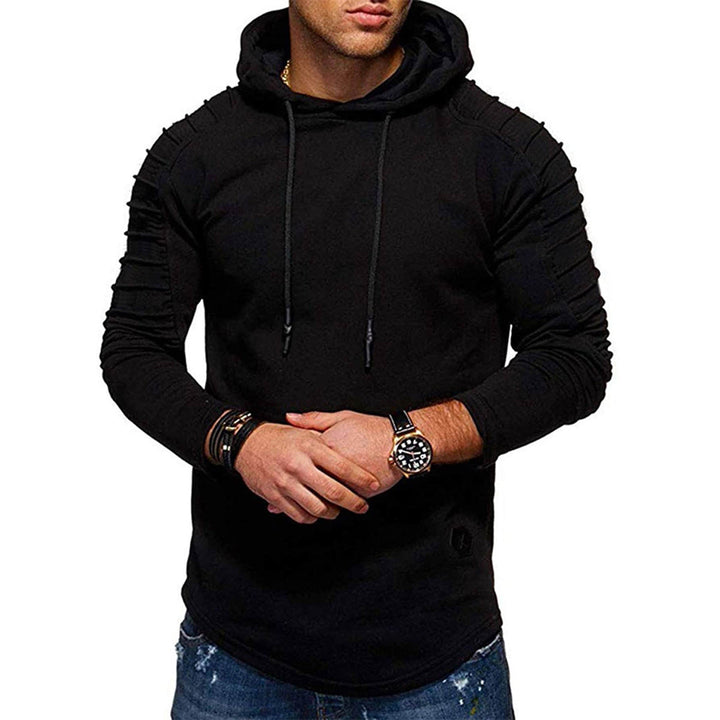 Herren Longline-Hoodie mit gepolsterten Ärmeln und Slim-Fit