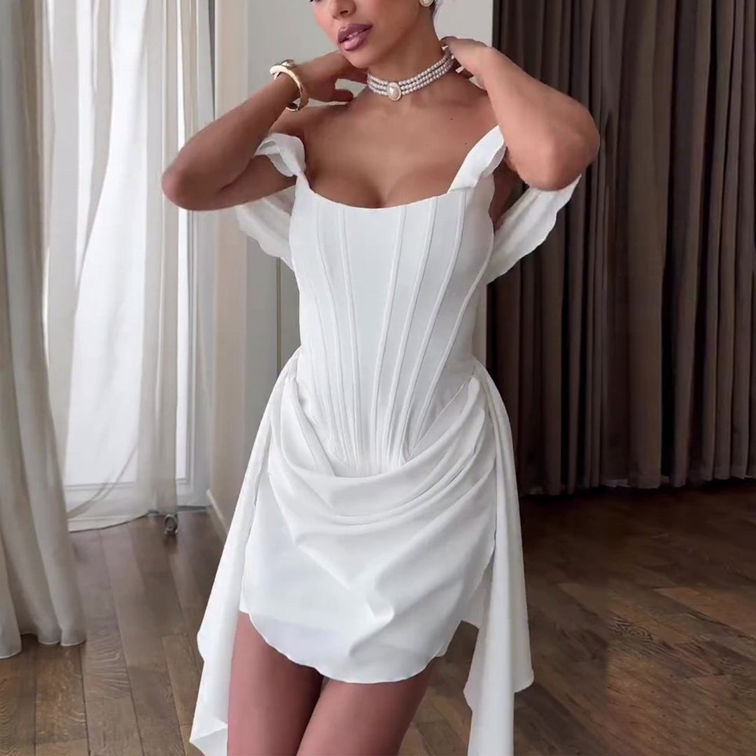 Women's Strapless Corset Basque Waist Wedding Dress – Luxurious Bridal Gown