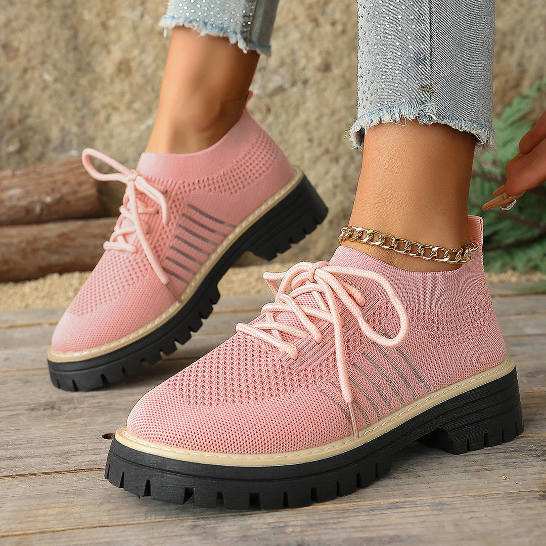 Damen Schnür Mesh Sneaker – Atmungsaktive Laufschuhe Mit Grip Sohle