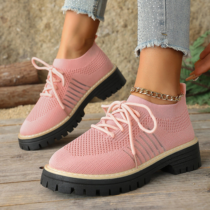 Damen Schnür Mesh Sneaker – Atmungsaktive Laufschuhe Mit Grip Sohle