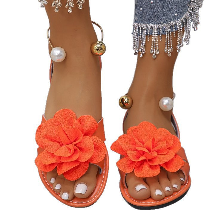 Women's Elegant Sandals with Floral Appliqués – Stylish Summer Shoes